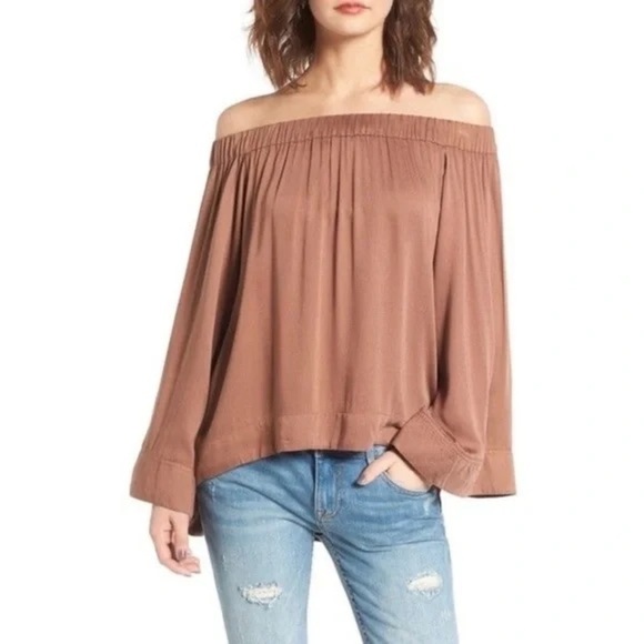 One Teaspoon  Boy Bowie Blouse Top Off the Shoulder Flare Wide Long Sleeve - Picture 1 of 14